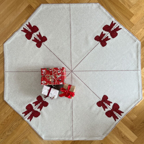 Pomp Stitch broderi - Sløjfer ottekantet - Juletræstæppe