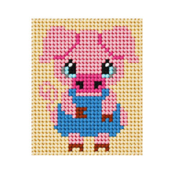 Påtrykt broderi - Gris -  billede