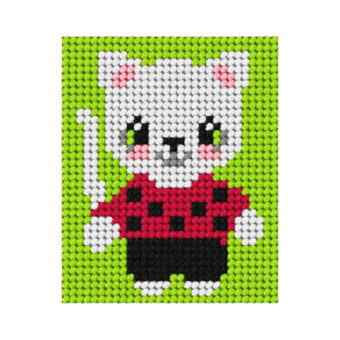 Påtrykt broderi - Kat -  billede