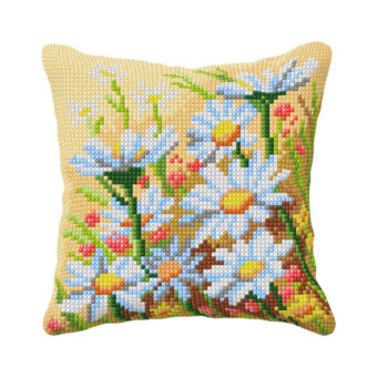 Påtrykt broderi - Wild flower - pude (40 x 40 cm)