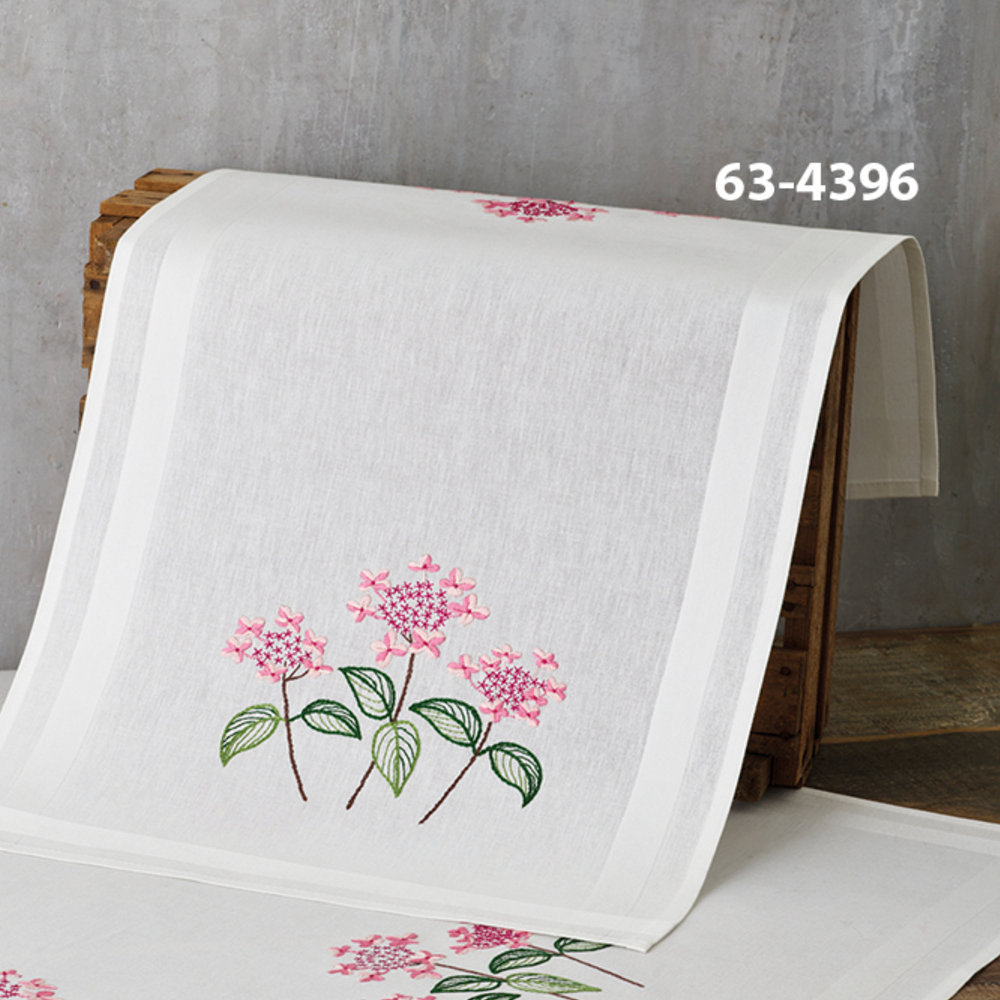 Permin broderi - Lyserød hortensia - løber