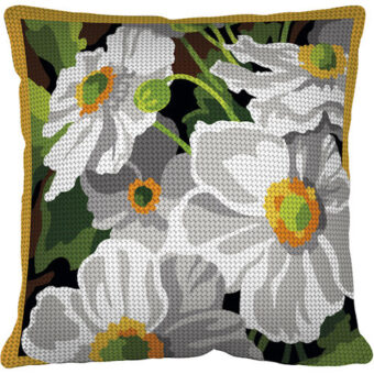 Påtrykt broderi - Høstanemone - Margot pude