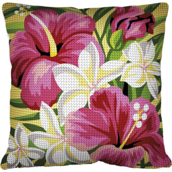 Påtrykt broderi - Liljer - Margot pude
