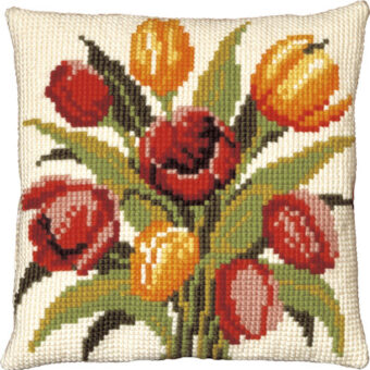 Stramaj med tulipaner - pude