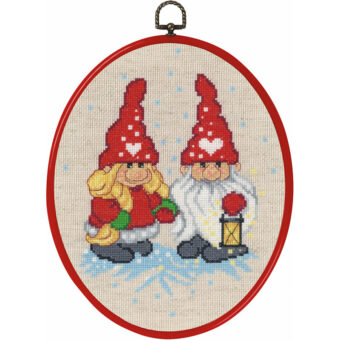 Permin broderi - Nissepar med lygte - ophæng