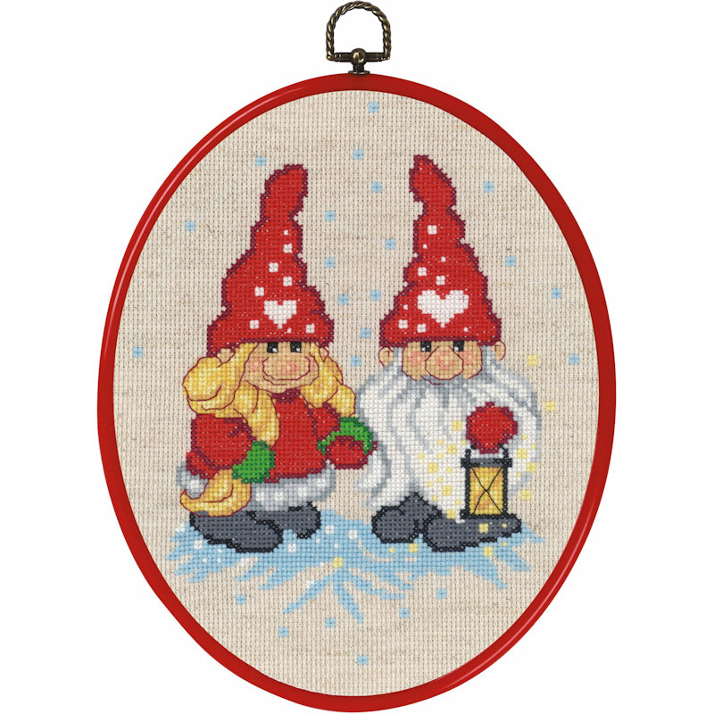 Permin broderi - Nissepar med lygte - ophæng