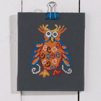 Permin broderi - Orange ugle - billede