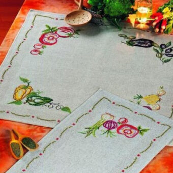 Permin broderi - Frugt og grønt - dug