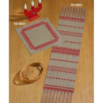 Permin broderi - Hør med rødt broderi - bordløber