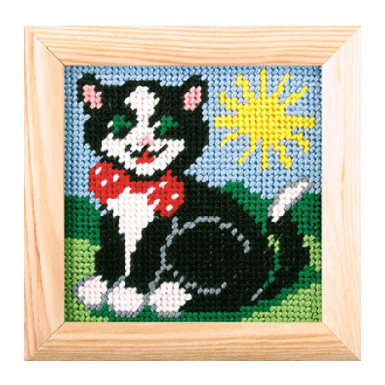 Orchidea broderi - Kat - billede (påtrykt broderi)