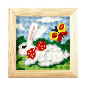 Orchidea broderi - Kanin - billede (påtrykt broderi)