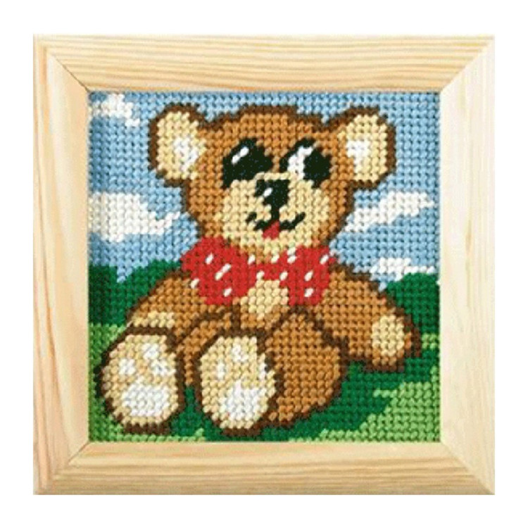 Orchidea broderi - Bamse - billede (påtrykt broderi)