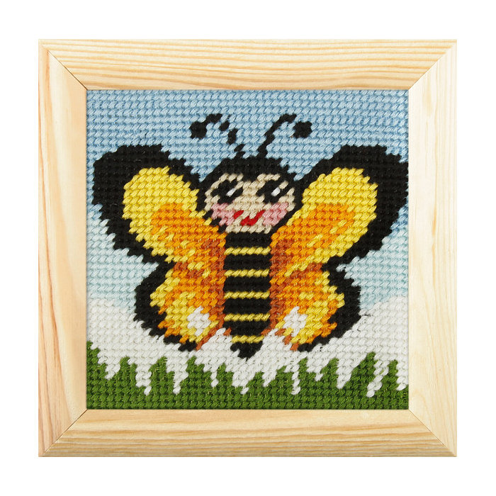 Orchidea broderi - Bi - billede (påtrykt broderi)