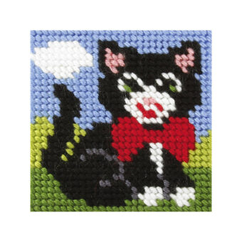 Orchidea broderi - Kat - billede (påtrykt broderi)