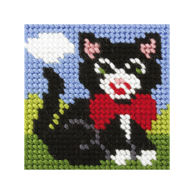 Orchidea broderi - Kat - billede (påtrykt broderi)