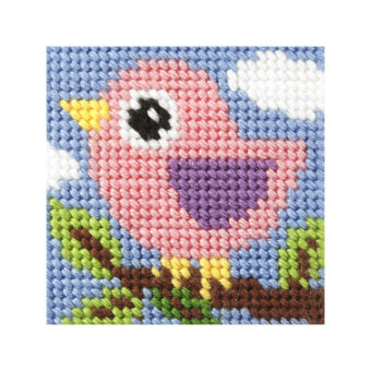 Orchidea broderi - Fugl - billede (påtrykt broderi)