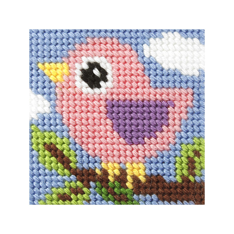 Orchidea broderi - Fugl - billede (påtrykt broderi)