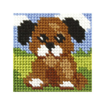 Orchidea broderi - Hund - billede (påtrykt broderi)