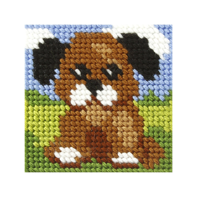 Orchidea broderi - Hund - billede (påtrykt broderi)