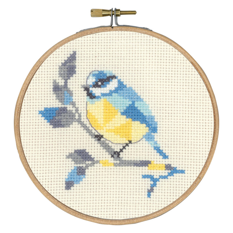 Permin broderi - Blåmejse - billede Ø13 cm