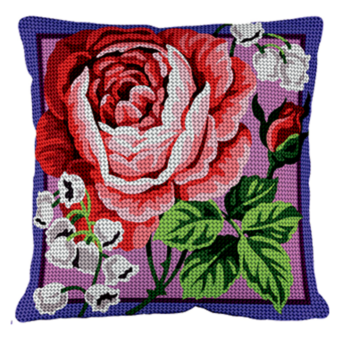 Margot broderi - Blomster - pude (påtrykt broderi)