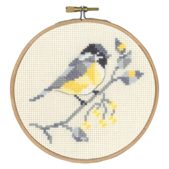 Permin broderi - Musvit - billede Ø13 cm