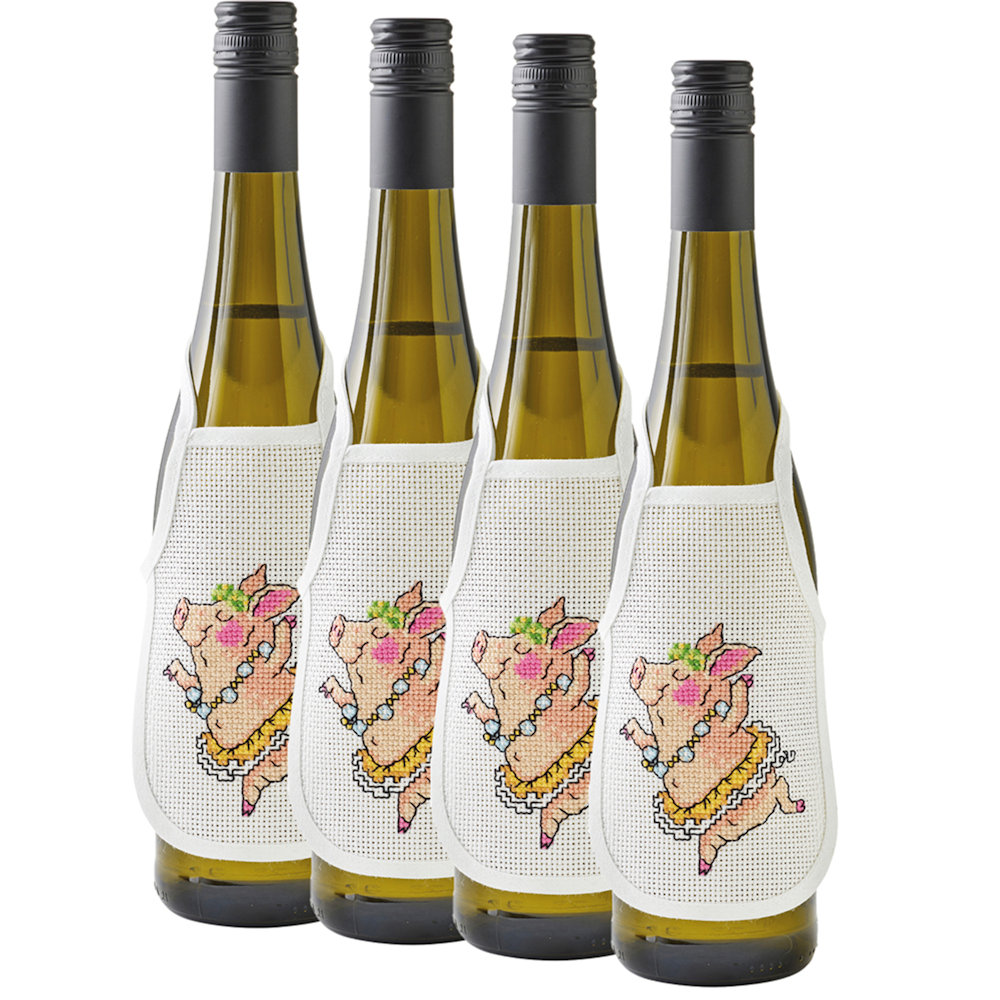 Permin broderi - flaskeforklæder Perlegrise - 4 stk.