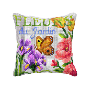 Orchidea broderi - Fleurs du Gardin - pude 40 x 40 cm (påtrykt broderi)