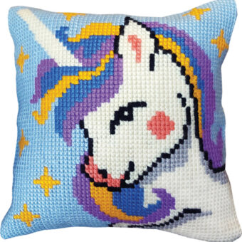 Permin broderi - Enhjørning - pude (påtrykt broderi)