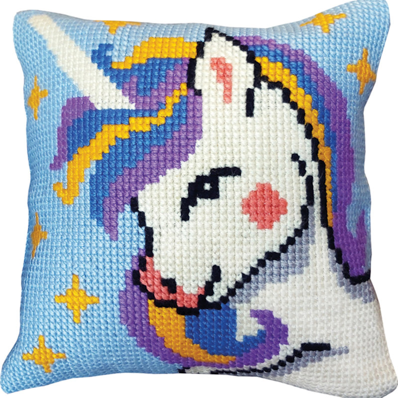 Permin broderi - Enhjørning - pude (påtrykt broderi)