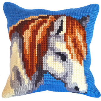 Permin broderi - Hestehoved - pude (påtrykt broderi)