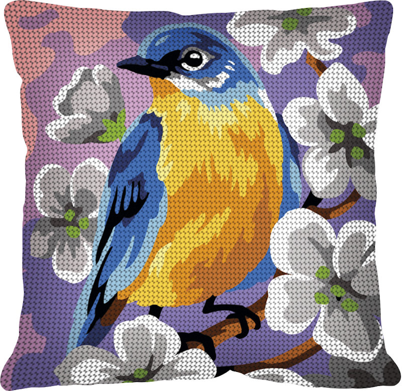 Margot broderi - Papegøje - pude (påtrykt broderi)