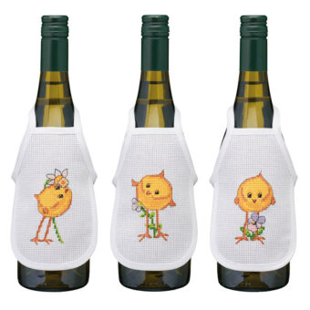 Permin broderi - Flaskeforklæder med kyllinger (3 stk)