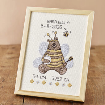 Permin broderi - Bamse bi - dåbs billede