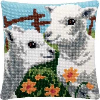 Permin broderi - Stramaj med lam - pude (påtrykt broderi)