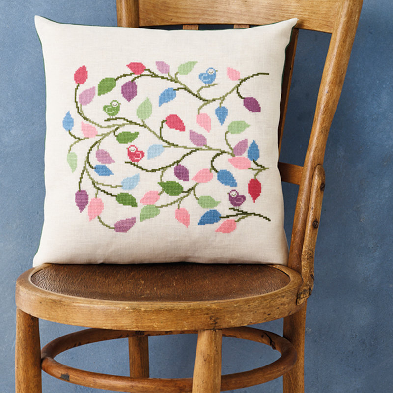 Permin broderi - Fugle i blade - pude