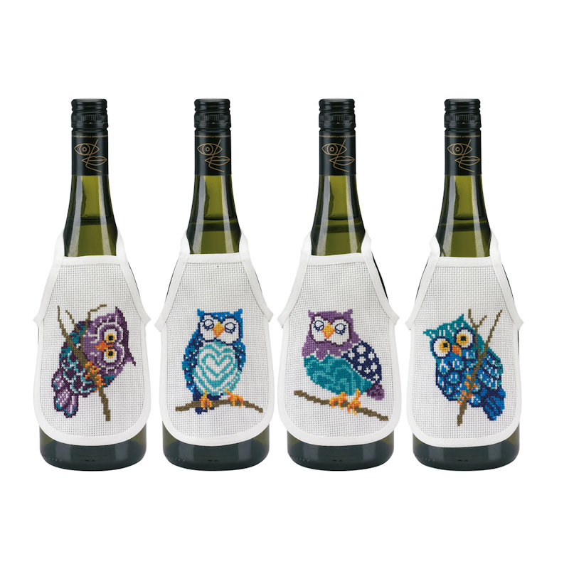 Permin broderi - Flaskeforklæder Ugler (4 stk)