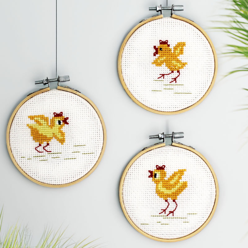 OOE Broderi - Påske kyllinger - ophæng (3 stk.)