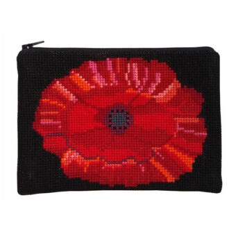 Fru Zippe broderi - Valmue - clutch
