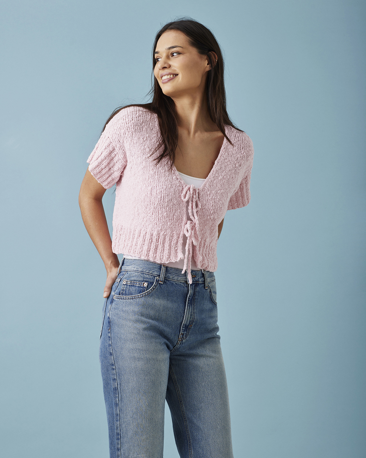 Permin Ida - Kort trøje med I-cordkant & bindebånd - opskrift (PDF)